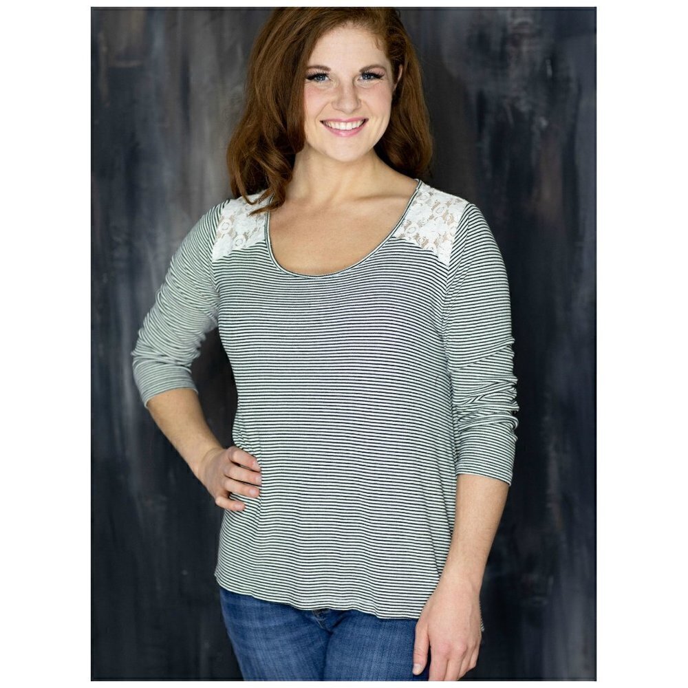 American Rag Cie Lace Back Striped Top M